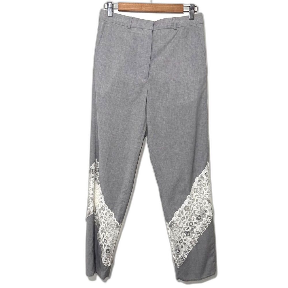 Golden Goose Deluxe Brand Venezia Lace Inset With Fringe Pant - Gray/Ivory S
